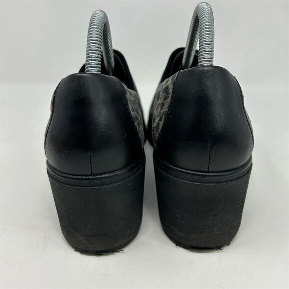 Clarks Women's Black Leopard Print Slip-On Wedge Loafers Size 9 Wide Casual - Picture 6 of 12